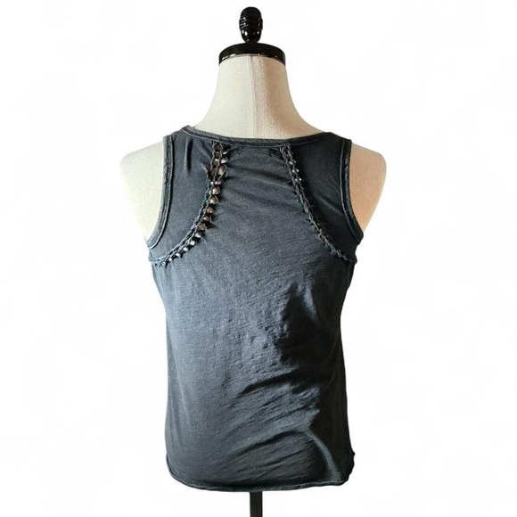 Maurices Black Embellished Goth Tribal Design Racerback Tank Top Grunge Womens M - Picture 2 of 7